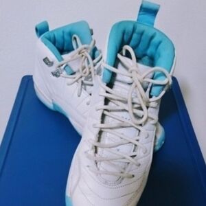 Nike Kids White and Light Blue High-Top Sneakers